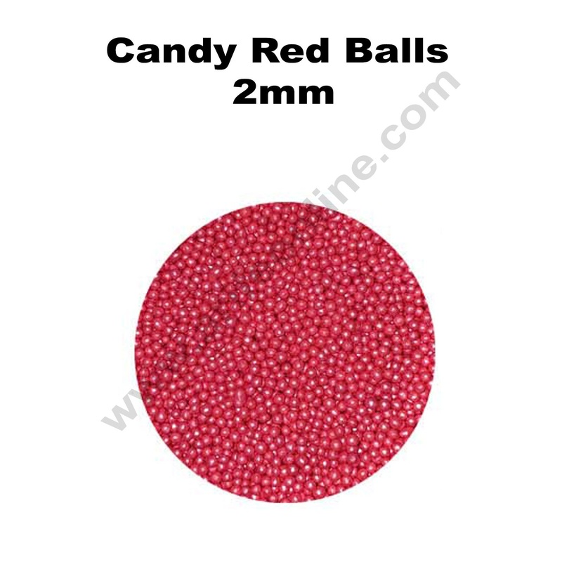 Cake Decor Balls Sugar Candy - Red 2 mm