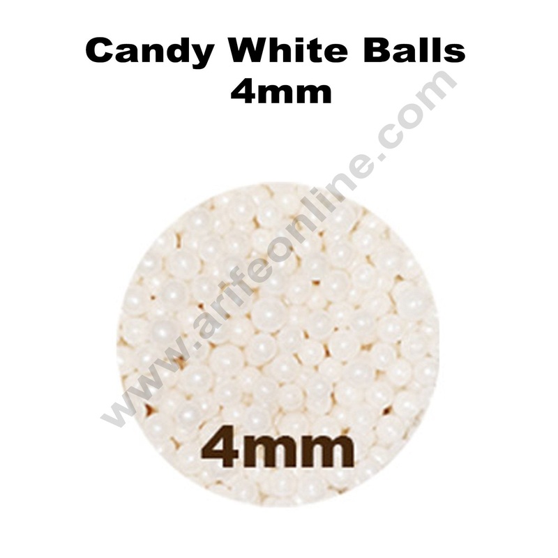 Cake Decor Balls Sugar Candy - White 4 mm - 100 gm