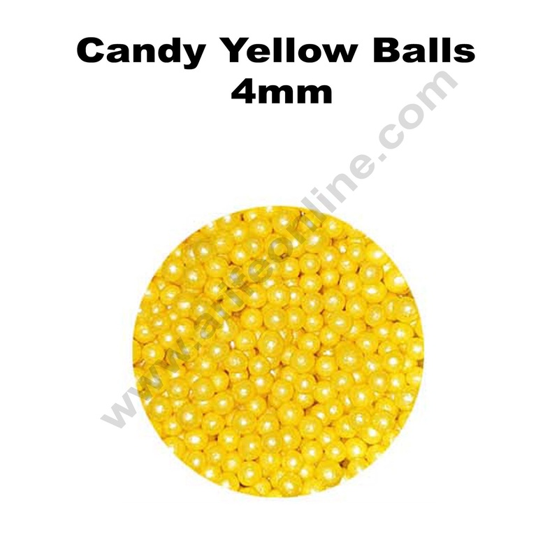 Cake Decor Balls Sugar Candy - Yellow 4 mm