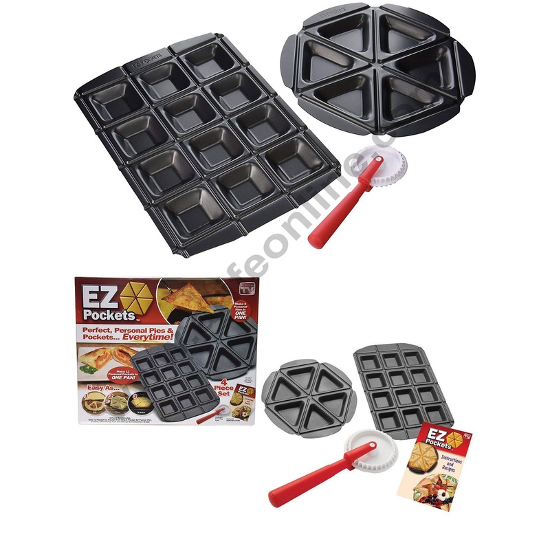 Cake Decor EZ Pockets Gray Non-Stick Steel 4-Piece Baking Kit with Cutting Tool and Recipe Book