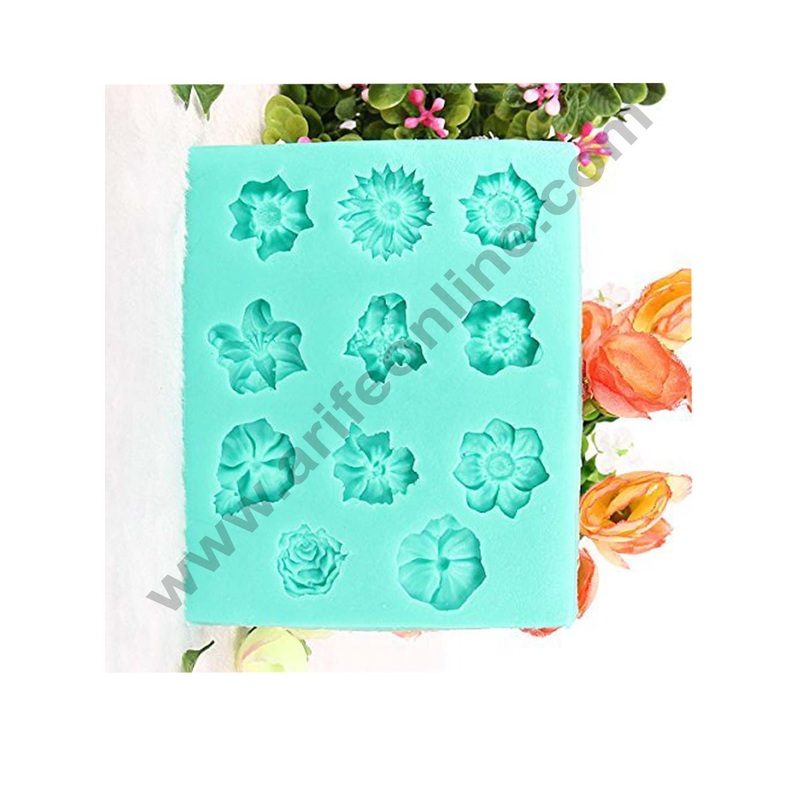 Cake Decor Silicon 11 Cavity Flowers Silicone Fondant Mould Marzipan Mould