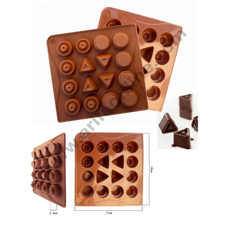 Cake Decor Silicon 16 cavity Geometric Shapes Circular Triangles Chocolate Mould Muffin Cupcake Mould