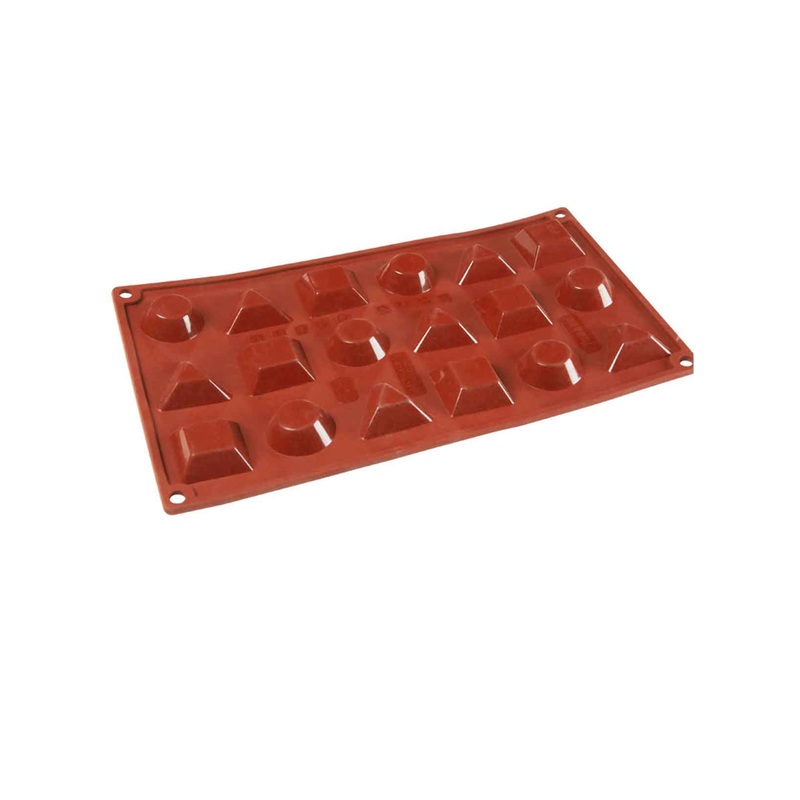 Cake Decor Silicon 18 Cavity Circles Squares Triangles Shape Muffin Cupcake Mould