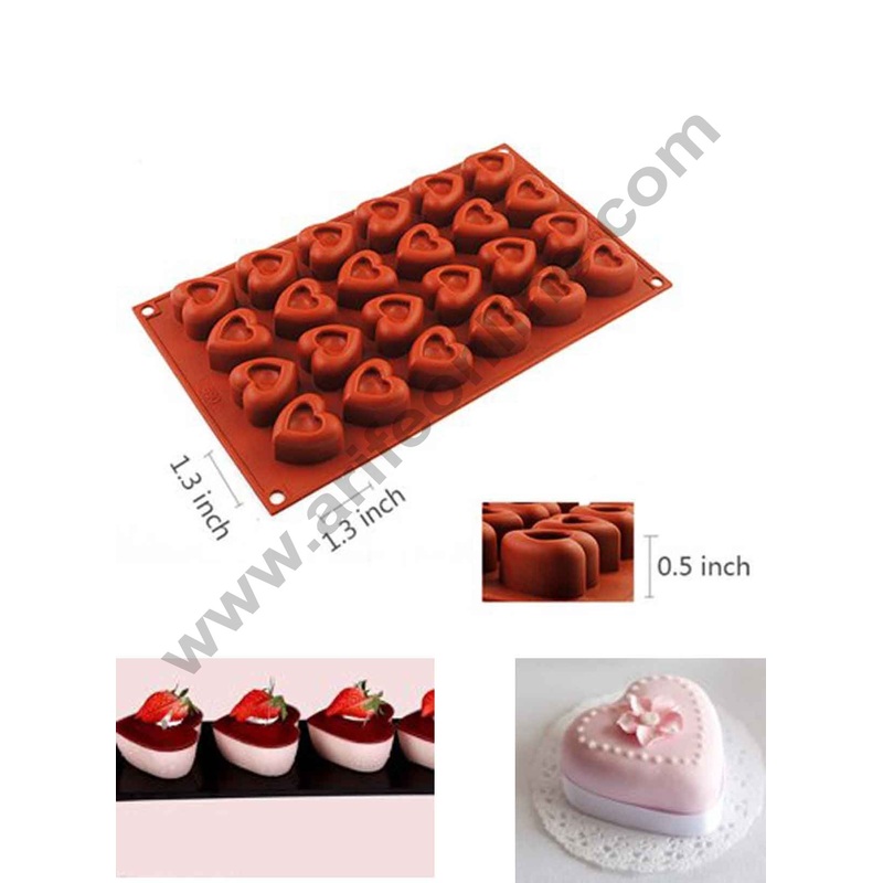 Cake Decor Silicon 24 Cavity Heart Shape Muffin Cupcake Mould