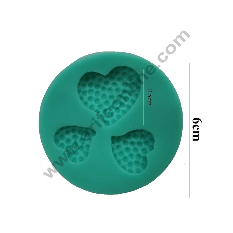Cake Decor Silicon 3 Cavity Heart Desing Silicone Fondant Mould Marzipan Mould