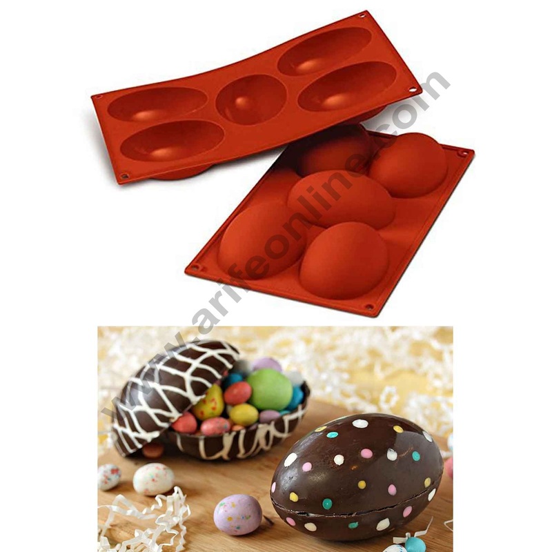 Cake Decor Silicon 5 Cavity Half Easter Egg Shape Muffin Cupcake Mould