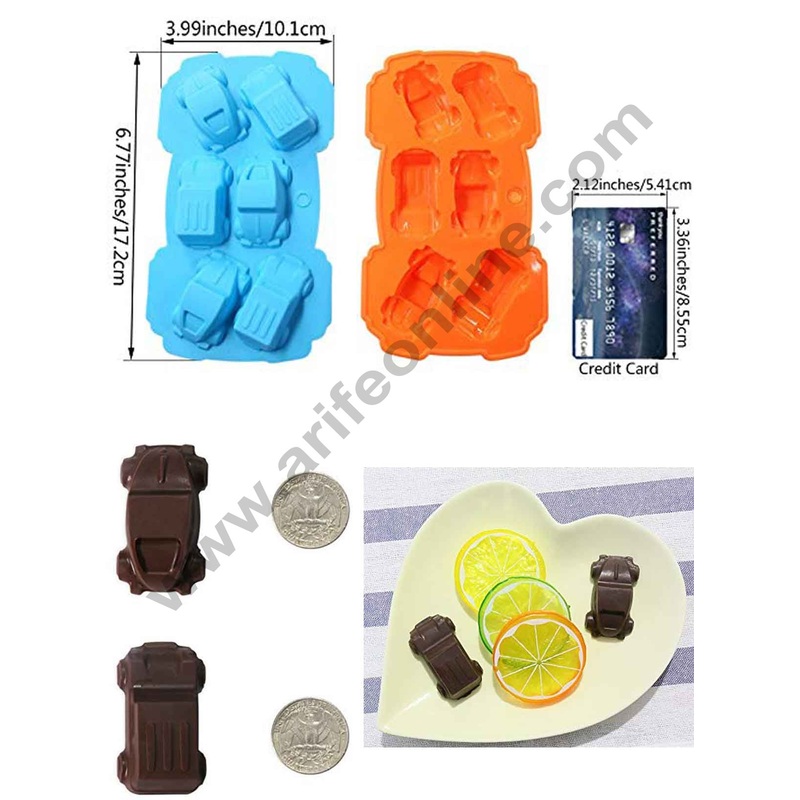 Cake Decor Silicon 6 Cavity Car Shape Chocolate Mould,Cookie Mould.