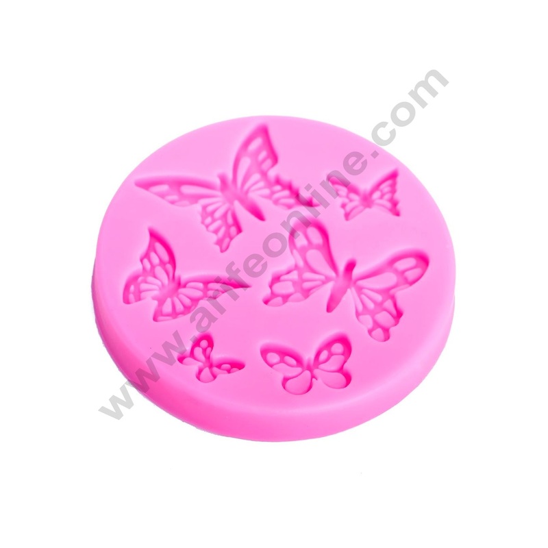 Cake Decor Silicon 6 Cavity Mat Butterfly Shaped Fondant Mould