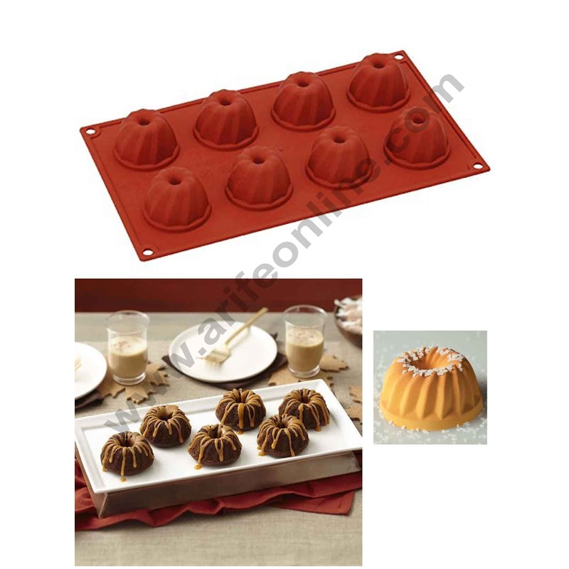 Cake Decor Silicon 8 cavity Mini Guglhupf Shape Mould Muffin Cupcake Mould