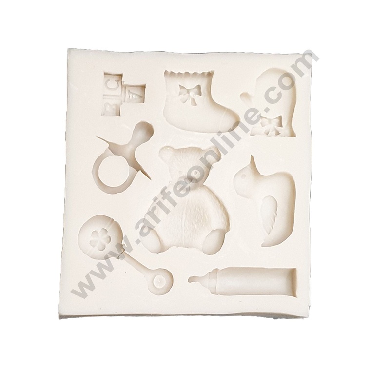 Cake Decor Silicon 8 Cavity Teddy,Bottel,Baby Shower Fondant Mould Cake Decorating Mold