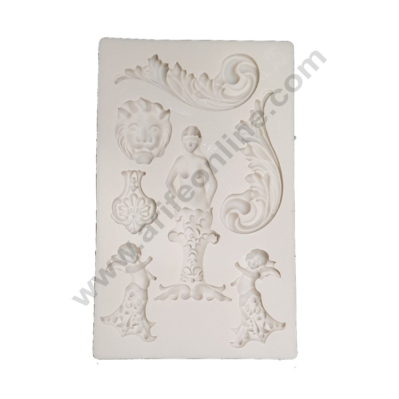 Cake Decor Silicone 7 Cavity Vintage Frame With Mermaid And Lion Face Fondant Mold Cake Decorating Mould