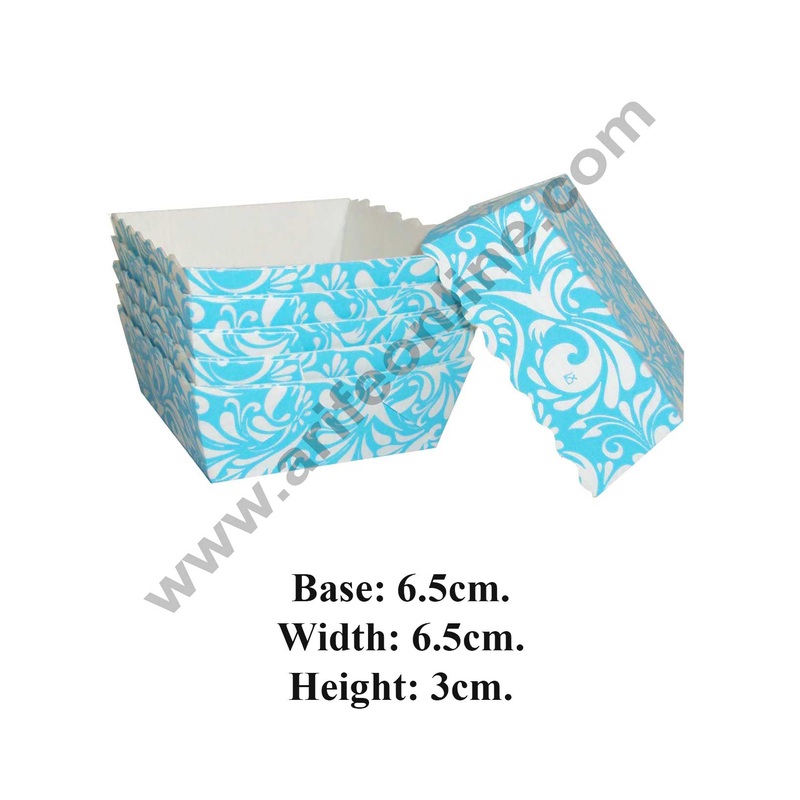 Novacart Bake & Serve Paper Baking Mould By Cake Decor - Square Blue Brownie Cake Mould 10 Pcs