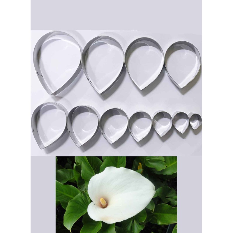 Cake Decor 11 Pcs Stainless Steel Arum Lily Petal Cutter Set Bakeware Mould Biscuit Mould Set Sugar Arts Fondant Cake Decoration Tools
