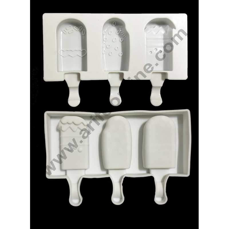 Cake Decor 3 Cavity White Bubbles and Hearts Classic Silicone Cakesicle Mold Popsicle Easy Ice Cream Bar Mold