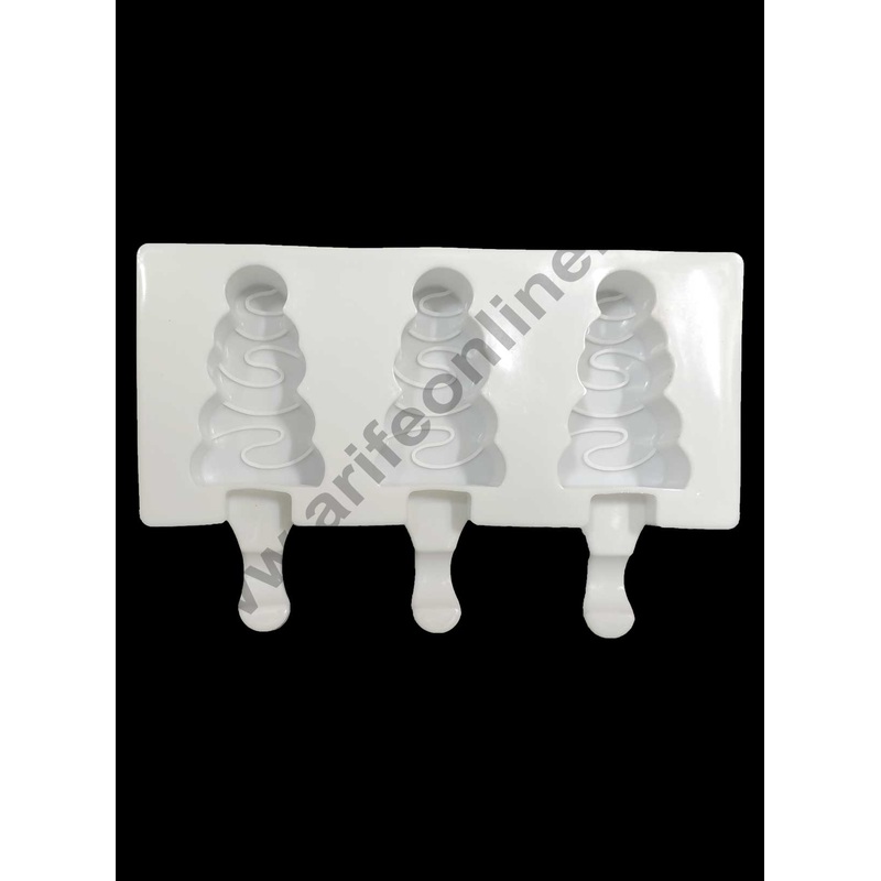 Cake Decor 3 Cavity White Wave Triangle Silicone Cakesicle Mold Popsicle Easy Ice Cream Bar Mold