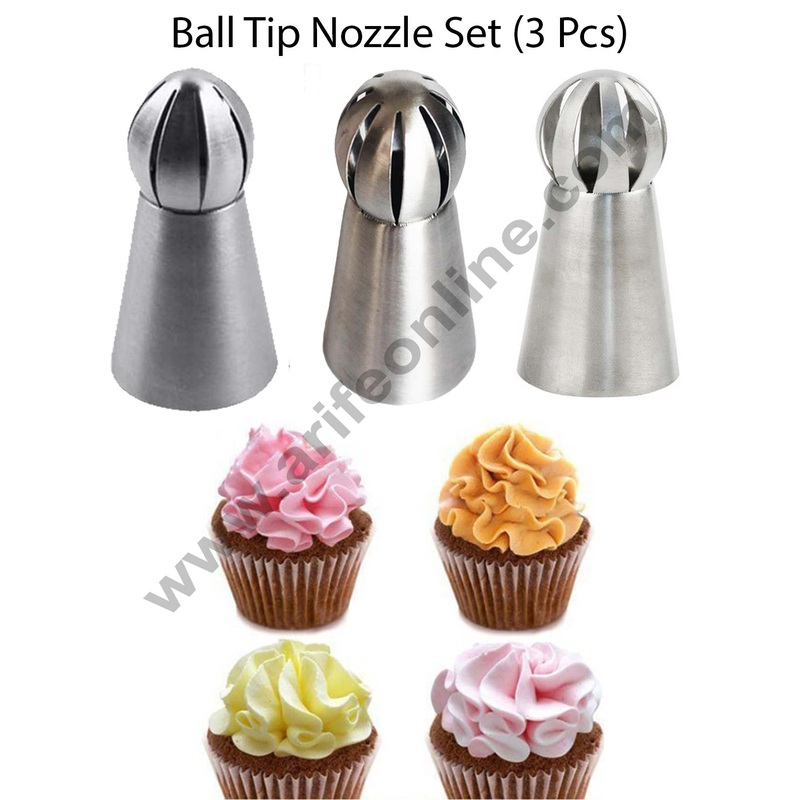 Cake Decor 3 Pcs Russian Ball Tip Nozzle Flower Icing Piping Nozzle Set