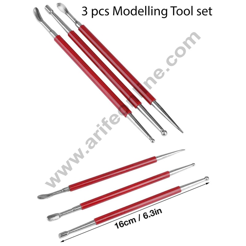 Cake Decor 3Pcs Fondant Press Rub Tool Set Modelling Tool Spoon Balls Tool Set