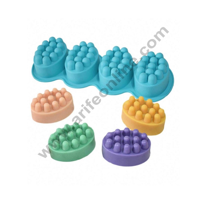 Cake Decor 4 Cavity Massage Bar Design Silicone moulds for Soaps Chocolate Jelly Desserts All Purpose Mould