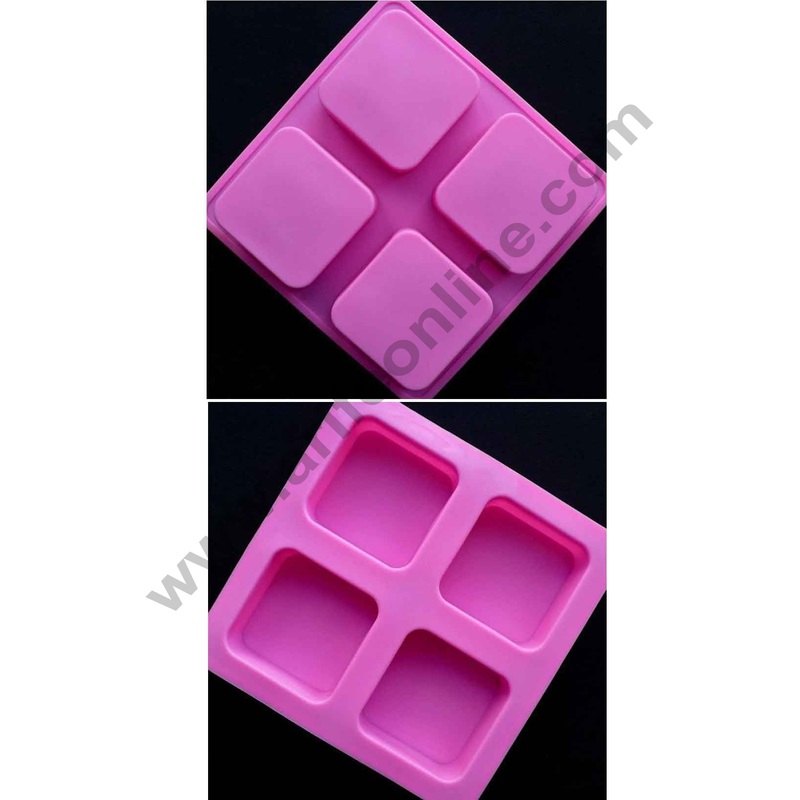 Cake Decor 4 Cavity Square Curved Edges Silicone moulds for Soaps Jelly Desserts