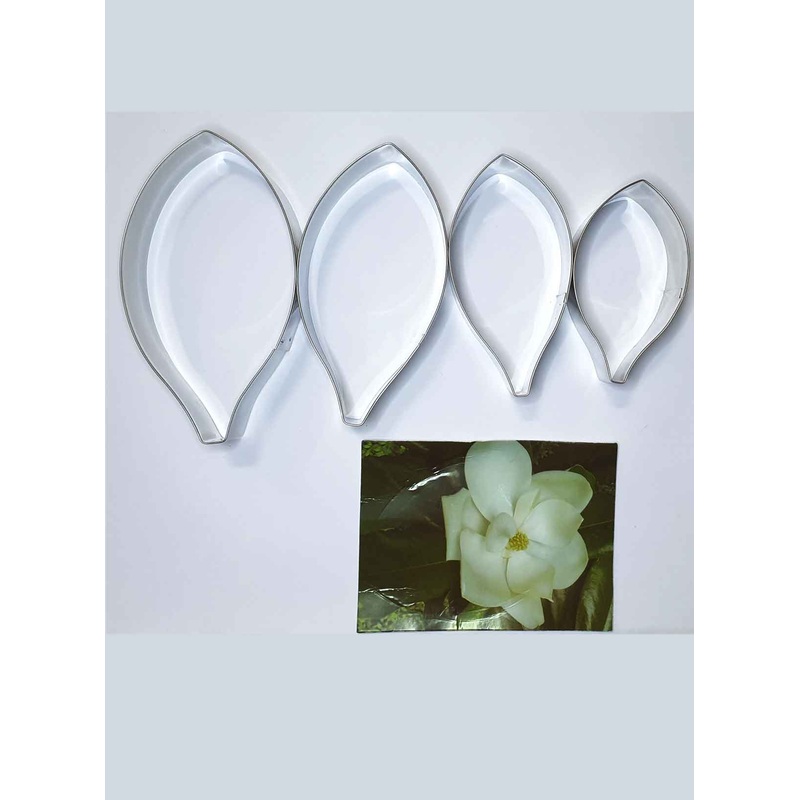 Cake Decor 4 Pcs Stainless Steel Magnolia Petal Cutter Set Bakeware Mould Biscuit Mould Set Sugar Arts Fondant Cake Decoration Tools