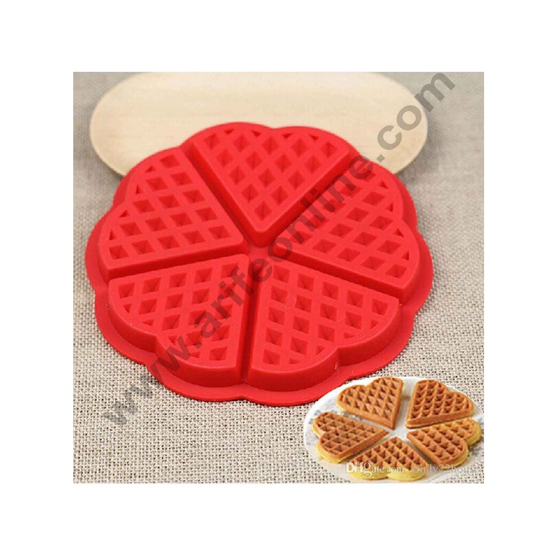 Cake Decor 5 Cavity  Heart Waffle Silicon Moulds Muffin Mould