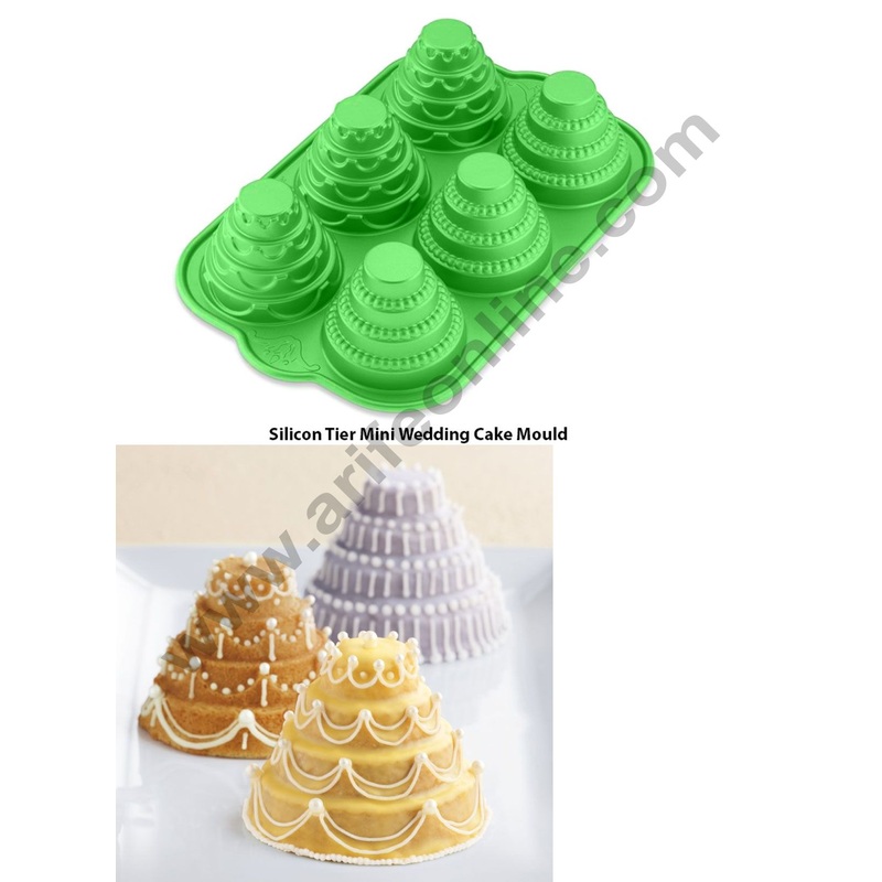 Cake Decor 6 cavity 4 tier Mini Wedding cake Silicon Moulds Muffin Mould