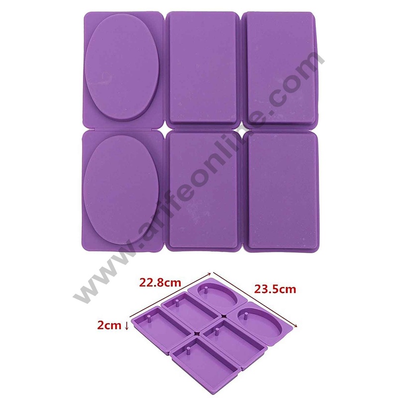 Cake Decor 6 cavity Rectangular Oval Shape Silicone moulds for Soaps Jelly  Desserts