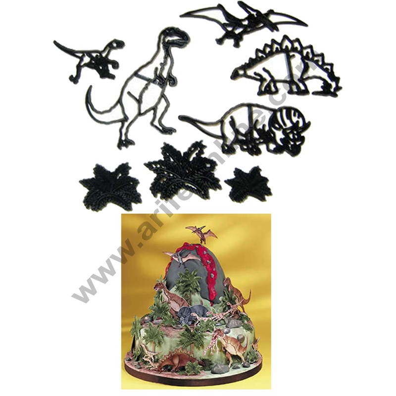 Cake Decor 8Pcs/Set Dinosaur Silhouette Cookie Cutter Plastic  Fondant Biscuit Cutter Sugarcraft Cake Decorating Tools