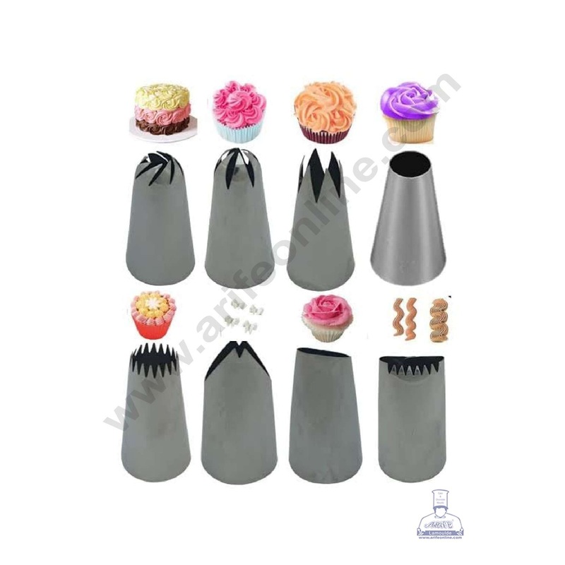 Cake Decor 8Pcs Stainless Steel Nozzle Set