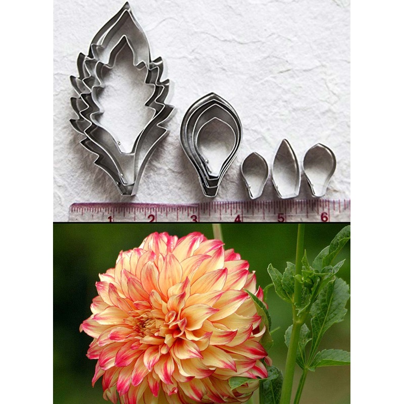 Cake Decor 9 Pcs Stainless Steel Dahlia Petal Cutter Set Bakeware Mould Biscuit Mould Set Sugar Arts Fondant Cake Decoration Tools