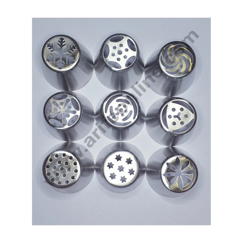 Cake Decor 9Pcs Stainless Steel Big Russian Nozzle Set