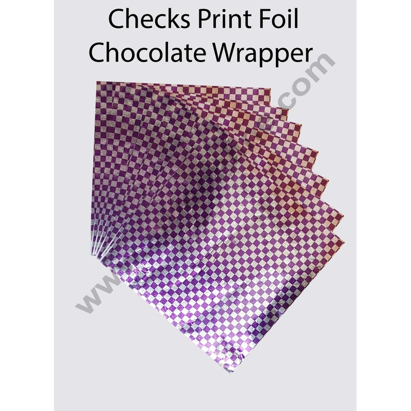 Cake Decor Aluminum Cut Foil Chocolate Wrapper- Multicolor Square/Checks Print (8cm*8cm)