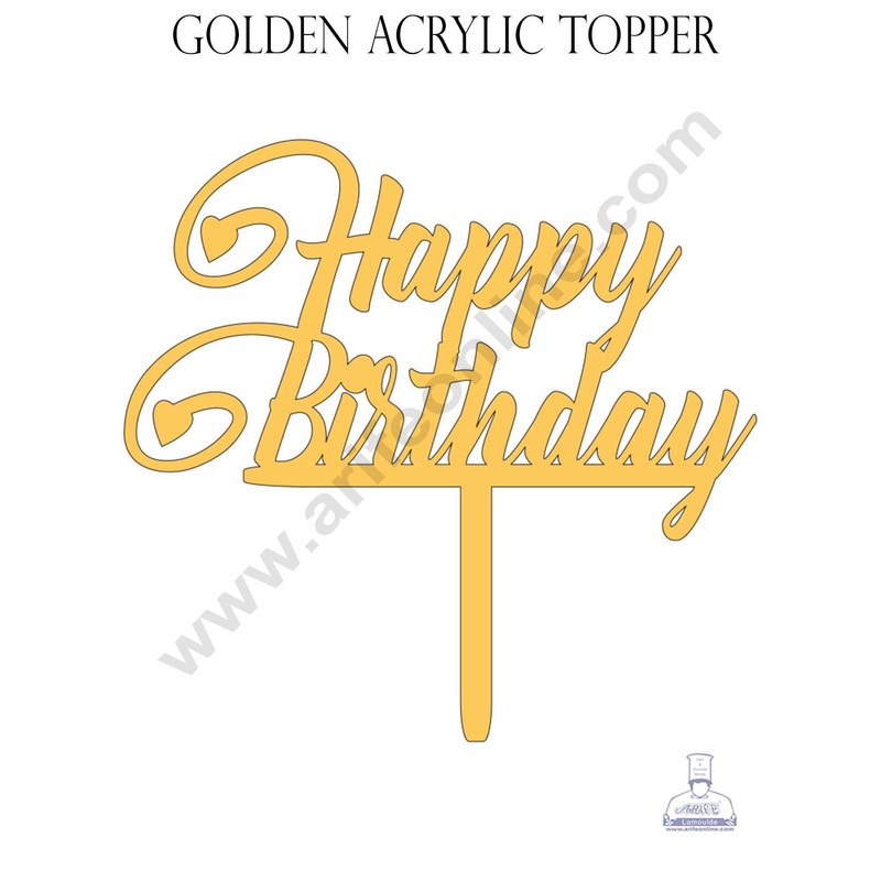 CAKE DECOR Golden Acrylic Cake Topper - Happy Birthday ( SBMT-508 )