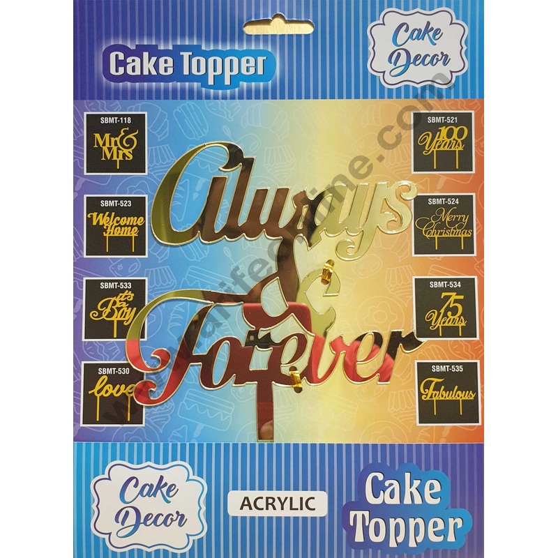 Cake Decor Mirror Shimmer Acrylic Cake Topper Always And Forever SBMT-549