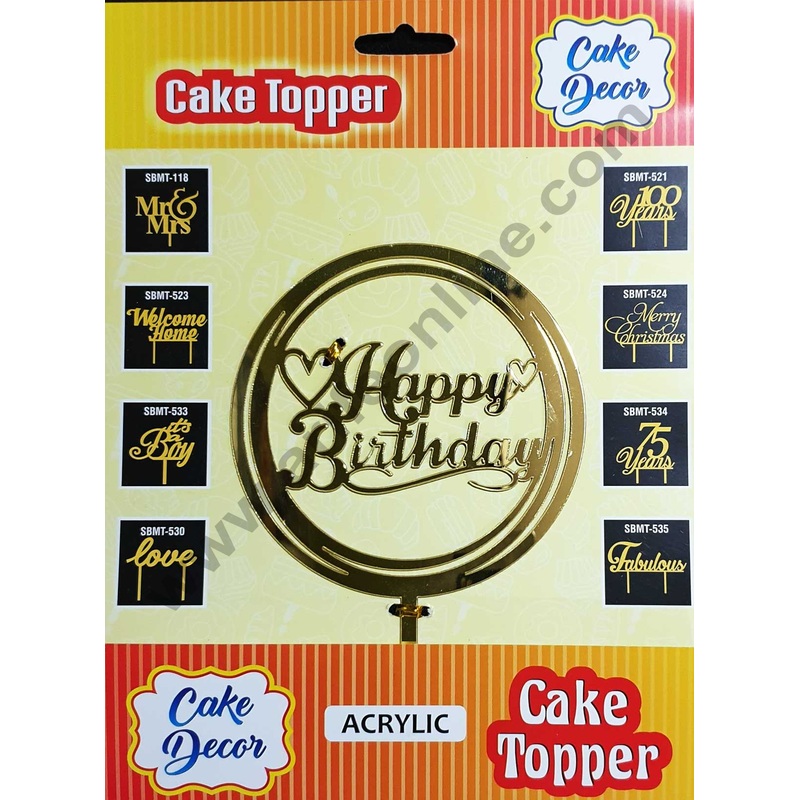 Cake Decor Mirror Shimmer Shining  Acrylic Cake Topper Happy Birthday