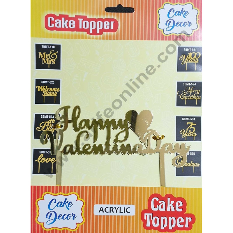 Cake Decor Mirror Shimmer Shining  Acrylic Cake Topper Happy Valentines Day