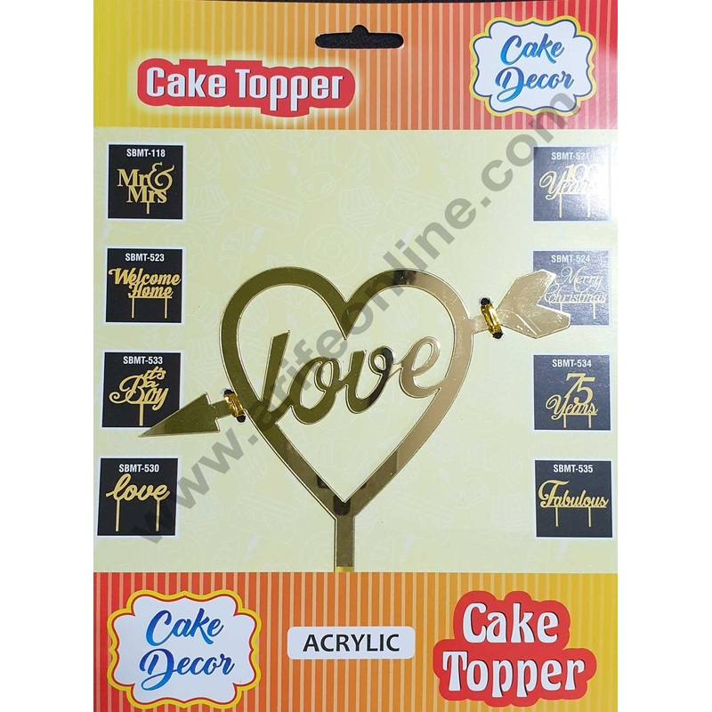 Cake Decor Mirror Shimmer Shining  Acrylic Cake Topper Love Heart
