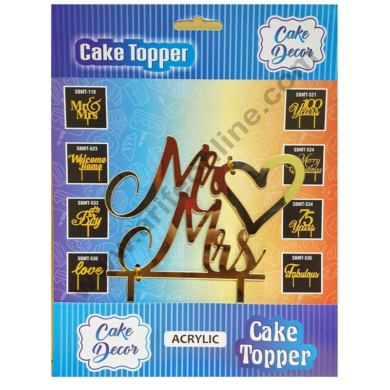 Cake Decor Mirror Shimmer Shining  Acrylic Cake Topper Mr And Mrs