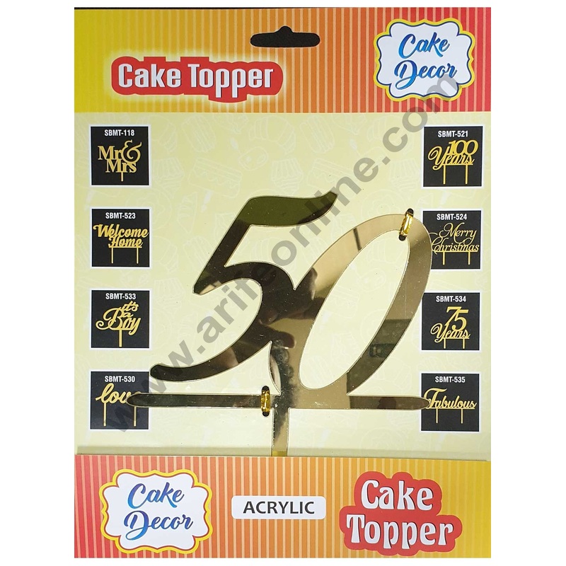 Cake Decor Mirror Shimmer Shining  Acrylic Cake Topper Number 50