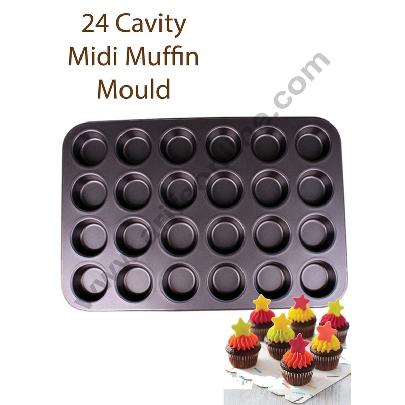 Cake Decor Non-Stick 24-Cavity Midi Muffin Mould  Perfect for Baking Muffins, Cupcakes, and More