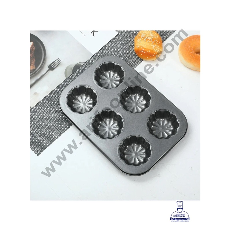 Cake Decor Non-Stick Flower Muffin Pan  6-Cavity Premium Bakeware