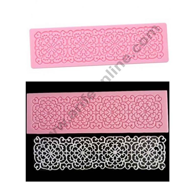 Cake Decor Silicon 1 Cavity Pink Lace Pattern Silicone Fondant Mould Marzipan Mould