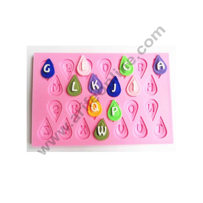 Cake Decor Silicon 26 Cavity Water Drops Alphabets Silicone Fondant Mould Marzipan Mould