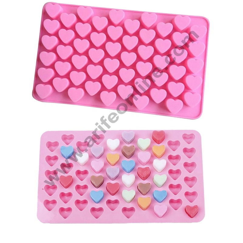 Cake Decor Silicon 55 Cavity Mini Heart Brown Chocolate Mould, Ice Mould, Chocolate Decorating Mould