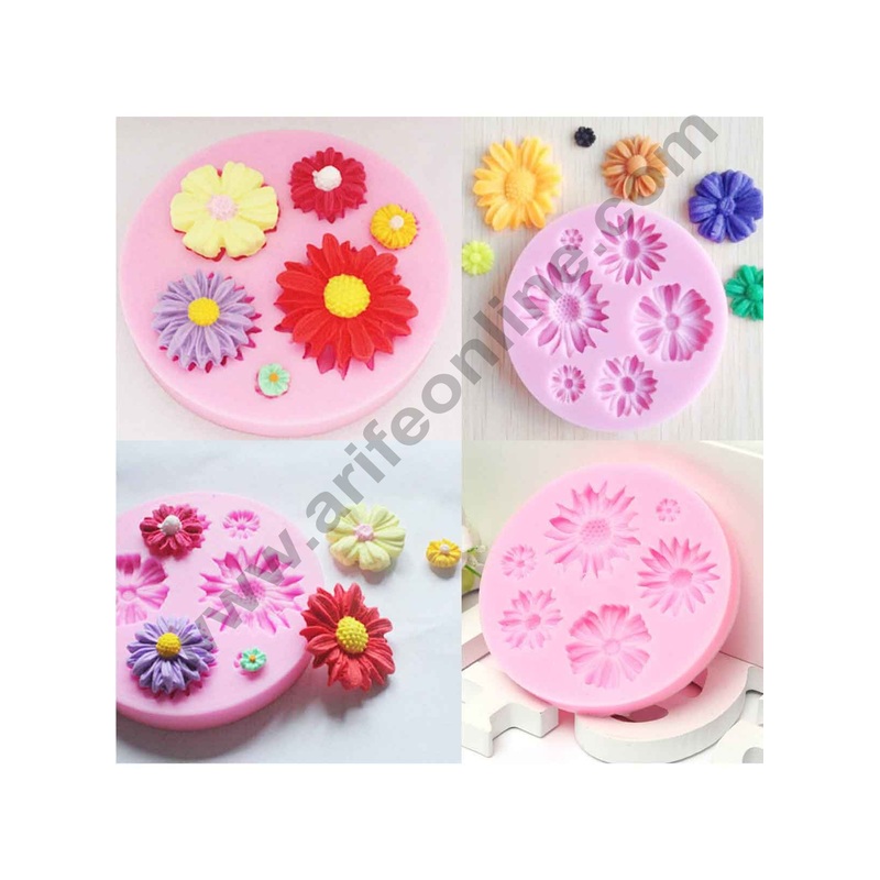 Cake Decor Silicon 6 Cavity Flowers Silicone Fondant Mould Marzipan Mould