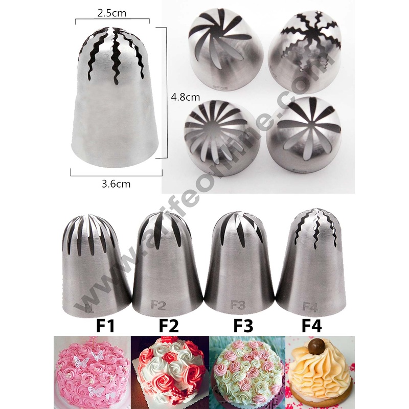 Cake Decor Specialty Flower XL Nozzle Ruffles & TuTu Cream Pastry Russian Piping Tips Icing Piping Tips Set of 4 Pcs