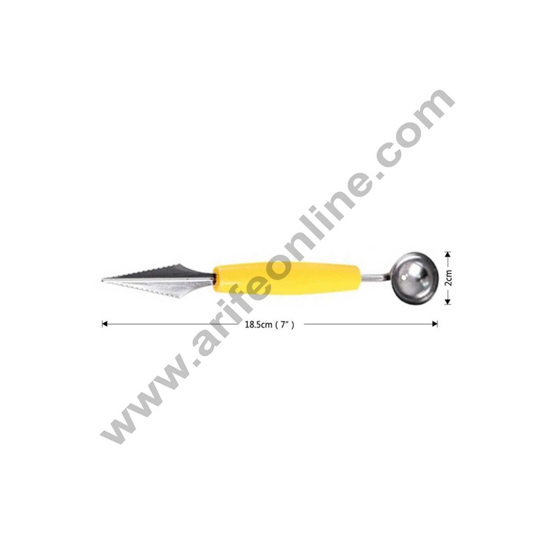 Cake Decor Stainless Steel 1pc Double Ended Fruit Scoop and Carving Knife Ice Cream Melon Baller Small Digger Spoon