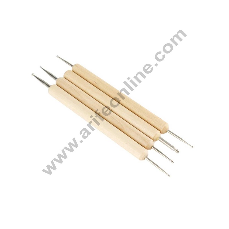 Cake Decor  Wooden Handle Carving Tool Set Pack of 4 Ball Stylus Polymer Clay Pottery Ceramics Sculpting Modeling Tools