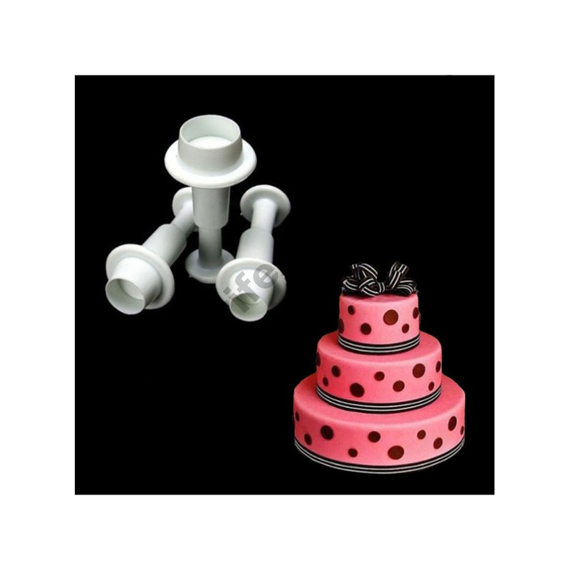 Cake Decor 3pcs Round Shape Cake Plunger Cutters Fondant Tool