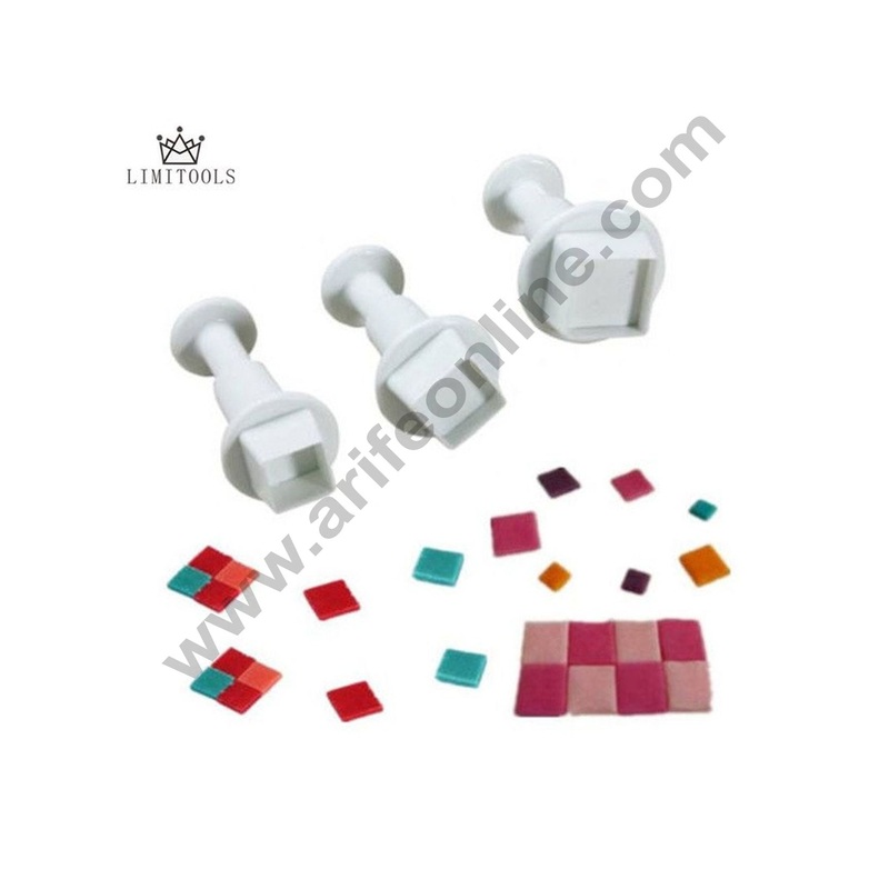 Cake Decor 3pcs Square Shape Plunger Cutters Fondant Tool